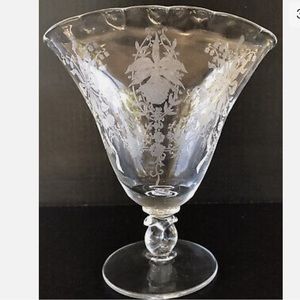 Vintage Heisey Orchid Crimped Fan Vase 6 1/2” Rare Etched Elegant Glass